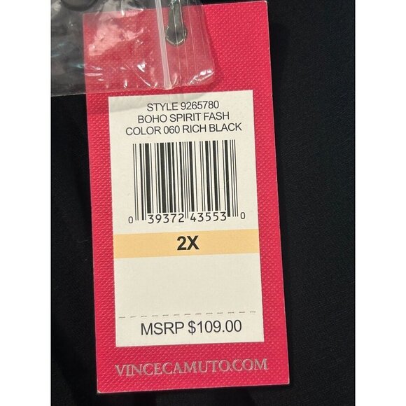 VINCE CAMUTO Side Ruched Jersey Midi Dress  Rich Black Size 2X $109 NWT - Picture 5 of 5